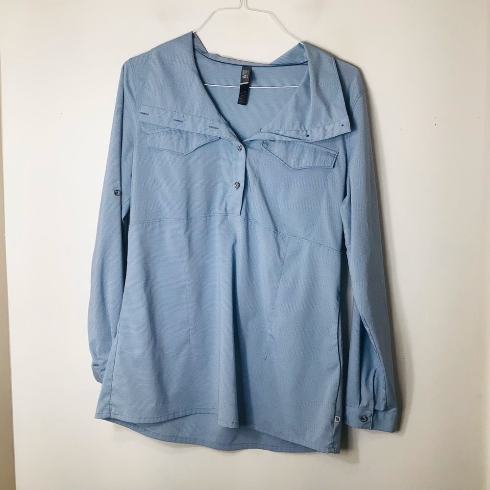 Mountain Hardware pullover jacket women large blue 1/4 button up outdoor